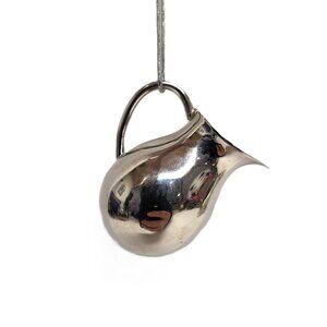 Silver Tone Water Pitcher Ewer Christmas Ornament Metal 2"
